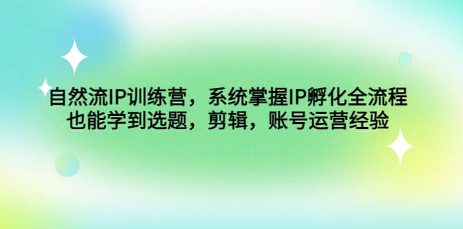 自然流IP训练营，系统掌握IP孵化全流程，也能学到选题，剪辑，账号运营经验-PONCC-Ai时代