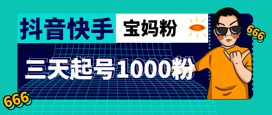 抖音快手三天起号涨粉1000宝妈粉丝的核心方法【详细玩法教程】-PONCC-Ai时代