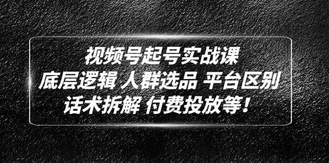 视频号起号实战课：底层逻辑 人群选品 平台区别 话术拆解 付费投放等-PONCC-Ai时代