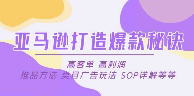 亚马逊打造爆款秘诀：高客单 高利润 推品方法 类目广告玩法 SOP详解等等-PONCC-Ai时代