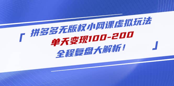 拼多多无版权小网课虚拟玩法，全程复盘大解析-PONCC-Ai时代