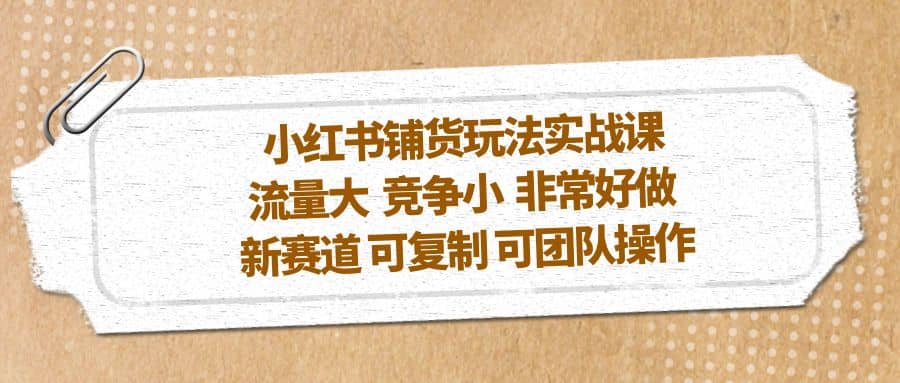 小红书铺货玩法实战课，流量大 竞争小 非常好做 新赛道 可复制 可团队操作-PONCC-Ai时代