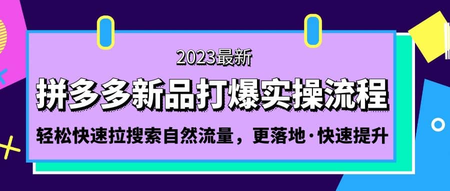 拼多多-新品打爆实操流程：轻松快速拉搜索自然流量，更落地·快速提升-最新项目