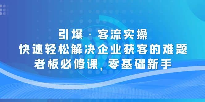 引爆·客流实操：快速轻松解决企业获客的难题，老板必修课，零基础新手-PONCC-Ai时代