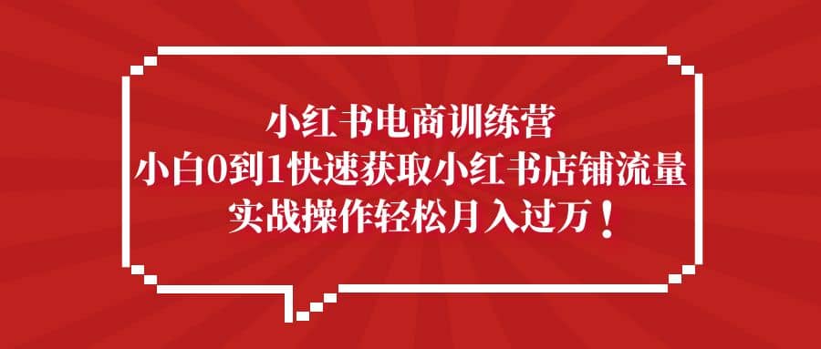 小红书电商训练营，小白0到1快速获取小红书店铺流量-PONCC-Ai时代