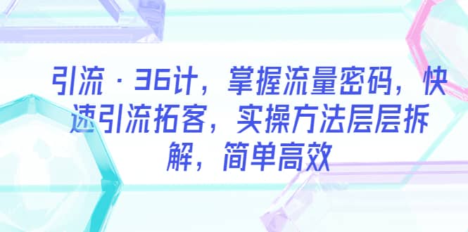 引流·36计，掌握流量密码，快速引流拓客，实操方法层层拆解，简单高效-PONCC-Ai时代
