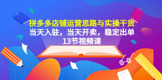 拼多多店铺运营思路与实操干货，当天入驻，当天开卖，稳定出单（13节课）-PONCC-Ai时代