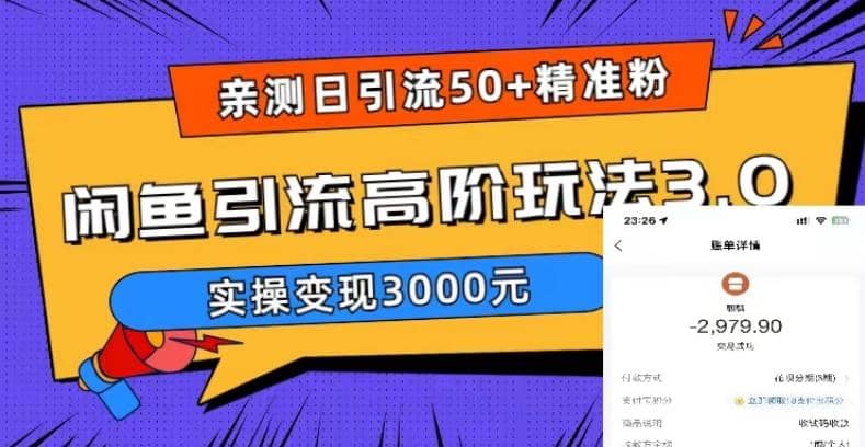 实测日引50+精准粉，闲鱼引流高阶玩法3.0，实操变现3000元-PONCC-Ai时代