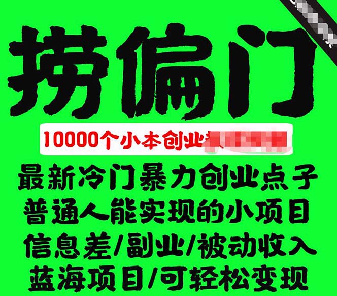 千款捞偏门小本创业小项目，总有一款适合你【无水印】-PONCC-Ai时代