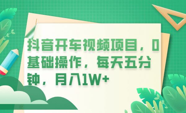 抖音开车视频项目，0基础操作，每天五分钟，月入1W+-PONCC-Ai时代