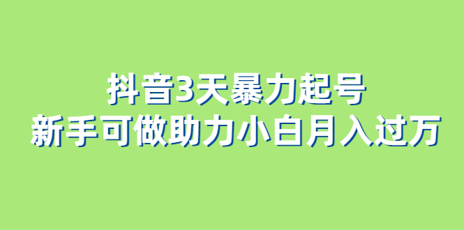 抖音3天暴力起号新手可做助力小白月入过万-PONCC-Ai时代