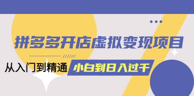 拼多多开店虚拟变现项目：入门到精通 从小白到日入1000（完整版）6月13更新-PONCC-Ai时代