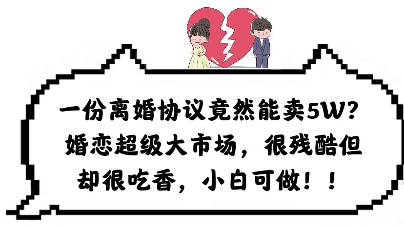 一份离婚协议竟然能卖5W？婚恋超级大市场，很残酷但却很吃香，小白可做-PONCC-Ai时代