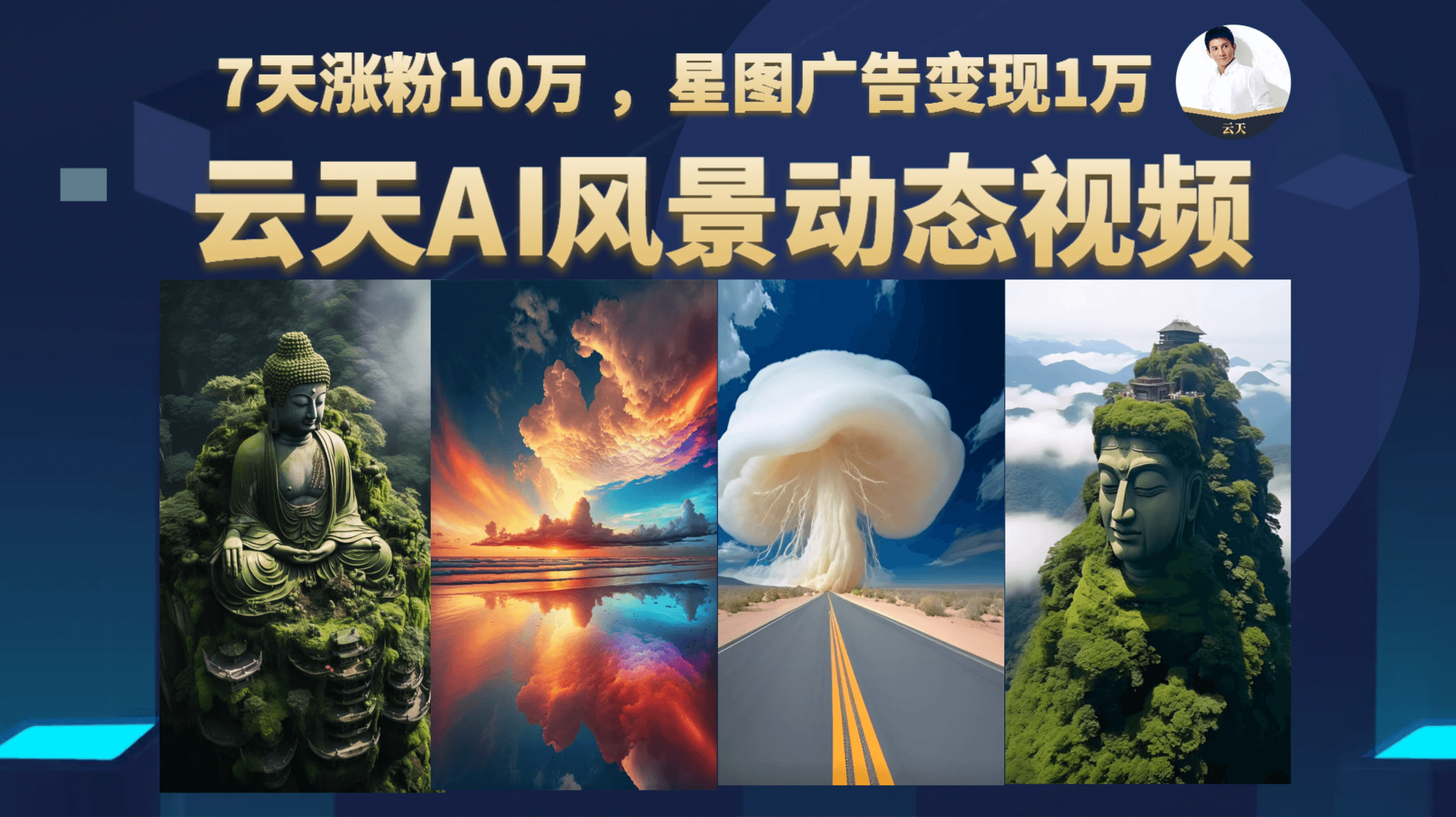 云天AI风景动图视频制作，7天涨粉10万 ，星图广告变现1万-PONCC-Ai时代