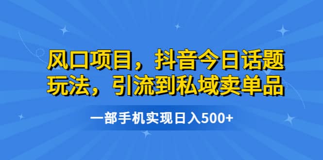 风口项目，抖音今日话题玩法，引流到私域卖单品，一部手机实现日入500+-PONCC-Ai时代