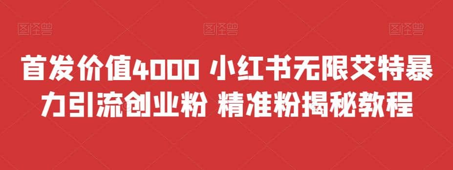 首发价值4000 小红书无限艾特暴力引流创业粉 精准粉揭秘教程-PONCC-Ai时代