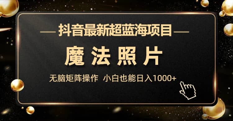 抖音最新超蓝海项目，魔法照片，无脑矩阵操作，小白也能日入1000+-PONCC-Ai时代