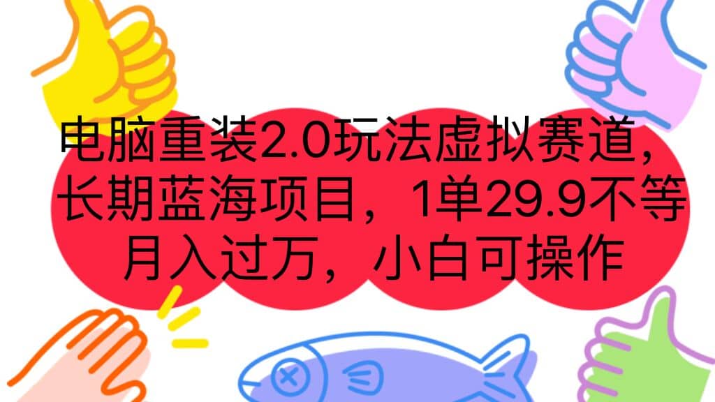 电脑重装2.0玩法虚拟赛道，长期蓝海项目 一单29.9不等 月入过万 小白可操作-PONCC-Ai时代