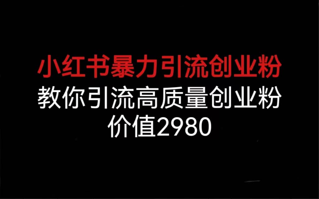 小红书暴力引流创业粉，教你引流高质量创业粉，价值2980-PONCC-Ai时代