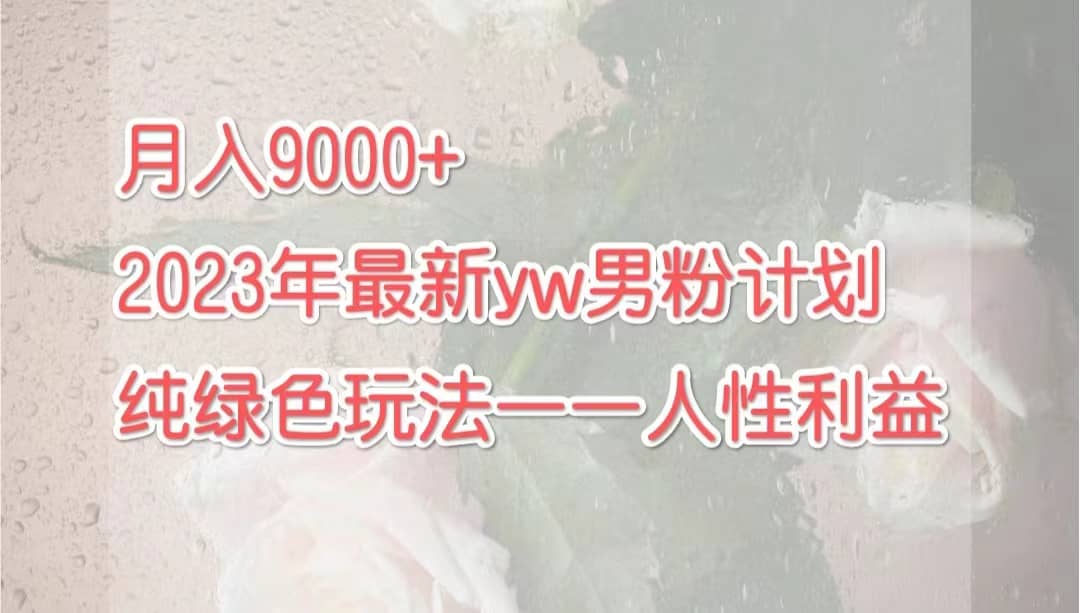 月入9000+2023年9月最新yw男粉计划绿色玩法——人性之利益-PONCC-Ai时代