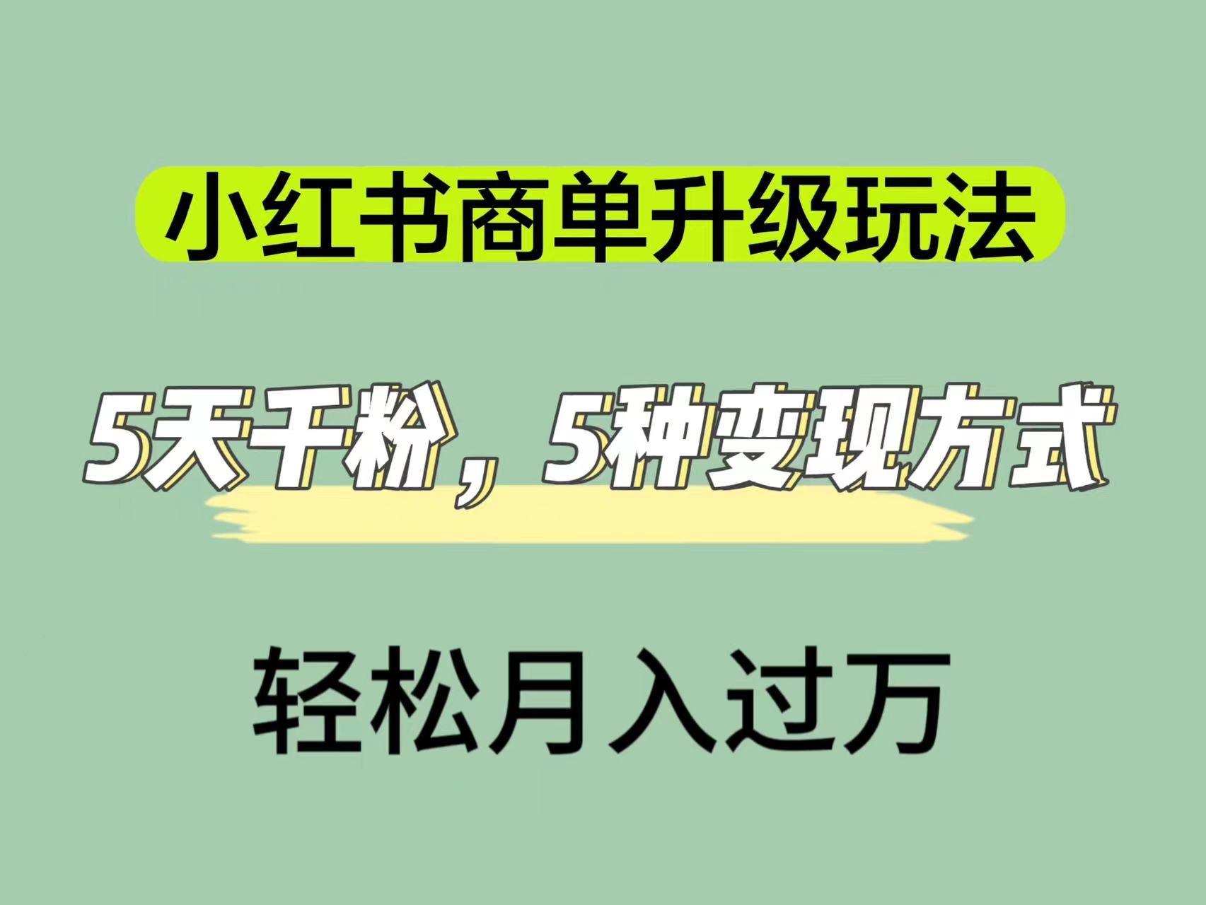 小红书商单升级玩法，5天千粉，5种变现渠道，轻松月入1万+-PONCC-Ai时代