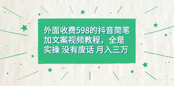 外面收费598抖音简笔加文案教程，全是实操 没有废话 月入三万（教程+资料）-PONCC-Ai时代