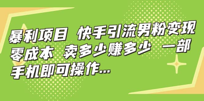 快手引流男粉变现，零成本，卖多少赚多少，一部手机即可操作，一天1000+-PONCC-Ai时代