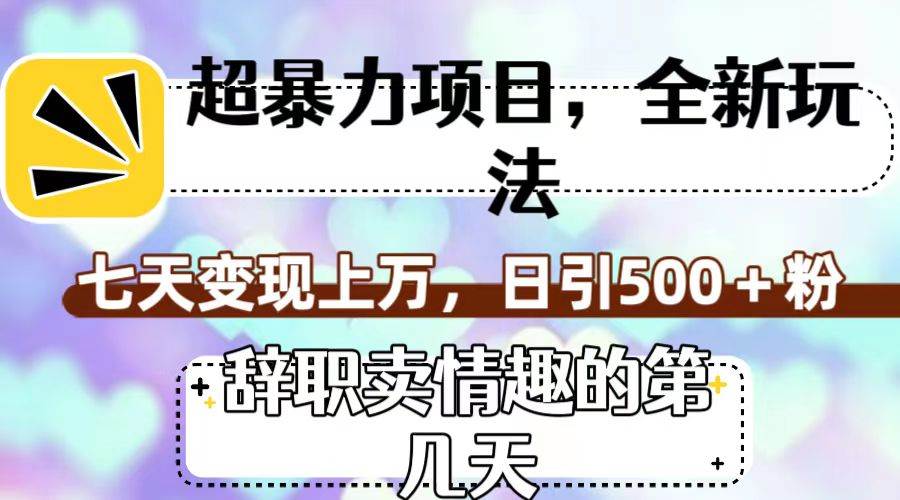 超暴利项目，全新玩法（辞职卖情趣的第几天），七天变现上万，日引500+粉-PONCC-Ai时代