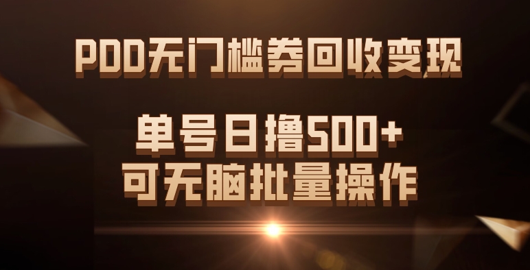 PDD无门槛券回收变现，单号日撸500+，可无脑-PONCC-Ai时代