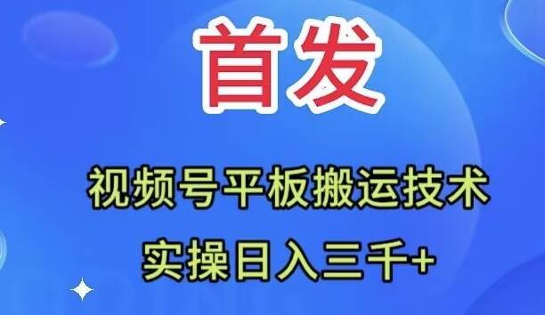 全网首发：视频号平板搬运技术，实操日入三千＋-PONCC-Ai时代