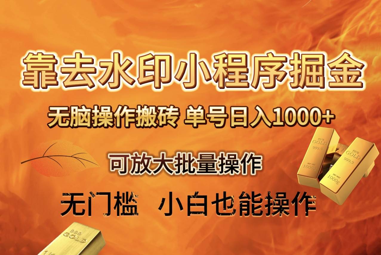 去水印小程序+拼多多 无脑搬砖 ，单号日入1000+ 保姆级教程 可放大批量操作-PONCC-Ai时代