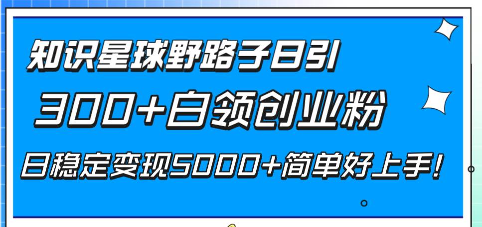知识星球野路子日引300+白领创业粉，日稳定变现5000+简单好上手！-PONCC-Ai时代