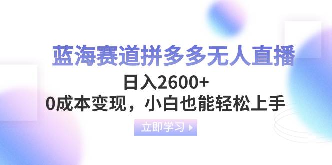 蓝海赛道拼多多无人直播，日入2600+，0成本变现，小白也能轻松上手-PONCC-Ai时代