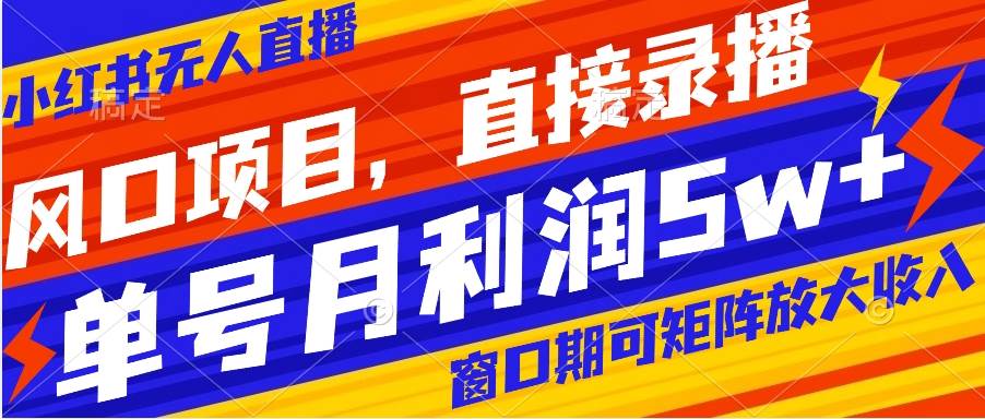 风口项目，小红书无人直播带货，直接录播，可矩阵，月入5w+-PONCC-Ai时代