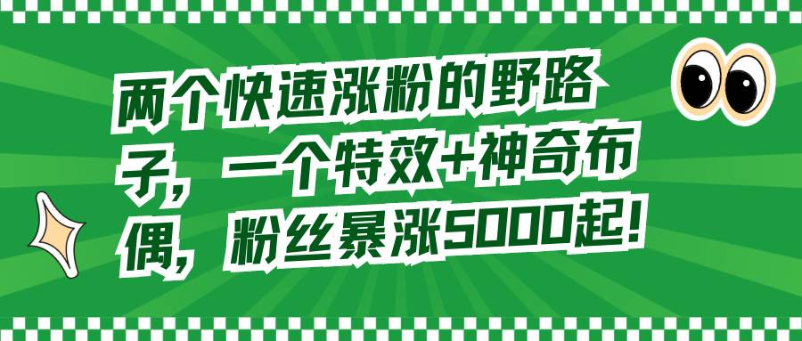 两个快速涨粉的野路子，一个特效+神奇布偶，粉丝暴涨5000起！-PONCC-Ai时代