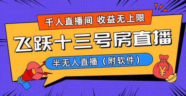 爆火飞跃十三号房半无人直播，一场直播上千人，日入过万！（附软件）-PONCC-Ai时代