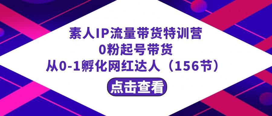 繁星·计划素人IP流量带货特训营：0粉起号带货 从0-1孵化网红达人（156节）-最新项目