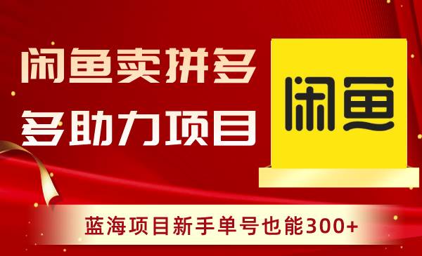闲鱼卖拼多多助力项目，蓝海项目新手单号也能300+-PONCC-Ai时代