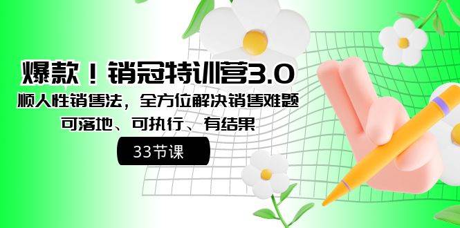 爆款！销冠特训营3.0之顺人性销售法，全方位解决销售难题、可落地、可执行、有结果-PONCC-Ai时代