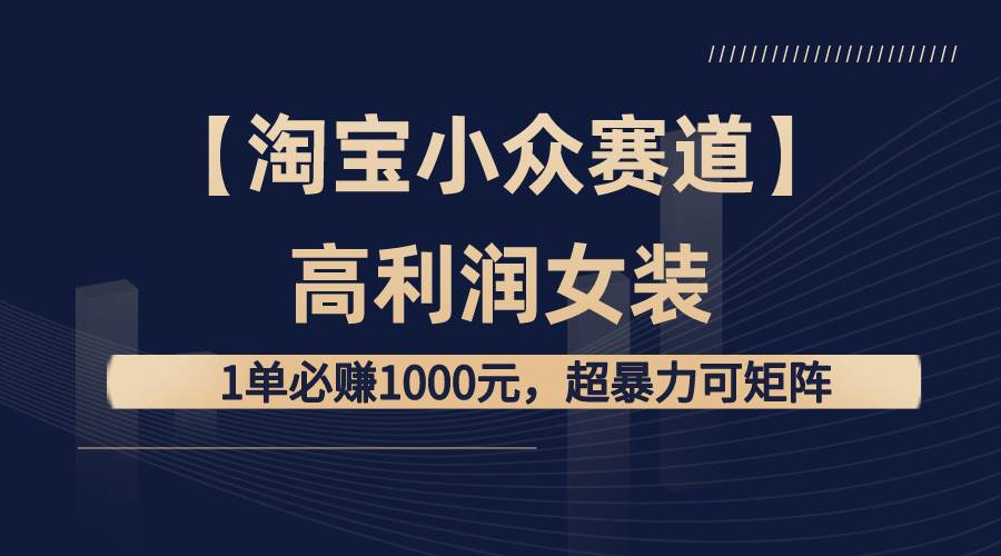 【淘宝小众赛道】高利润女装：1单必赚1000元，超暴力可矩阵-PONCC-Ai时代