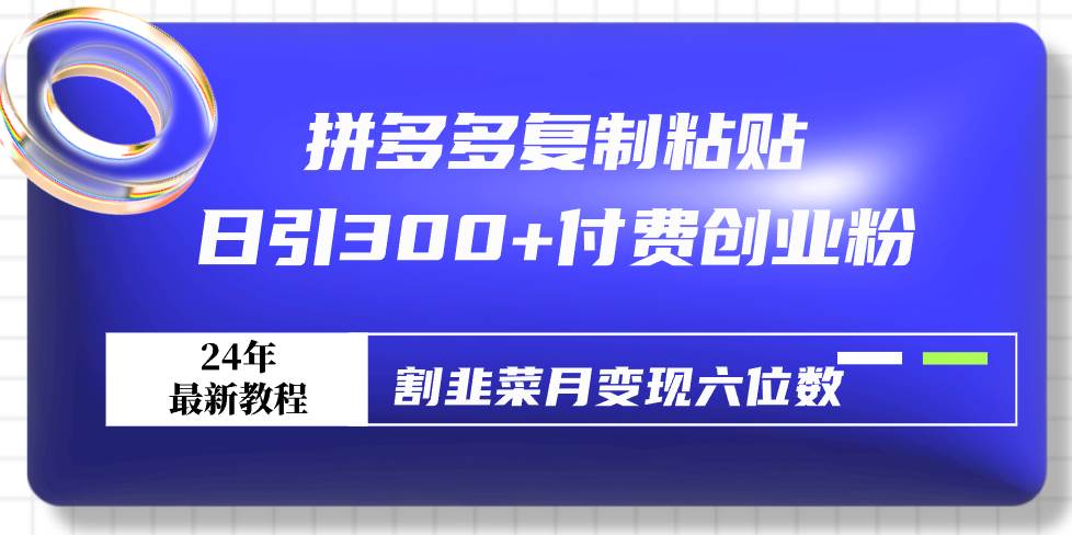 拼多多复制粘贴日引300+付费创业粉，割韭菜月变现六位数最新教程！-PONCC-Ai时代