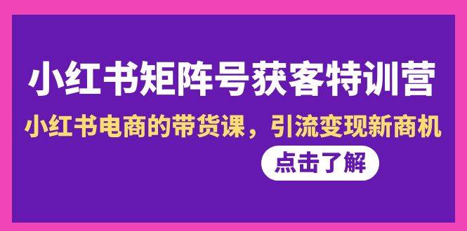 小红书-矩阵号获客特训营-第10期，小红书电商的带货课，引流变现新商机-PONCC-Ai时代