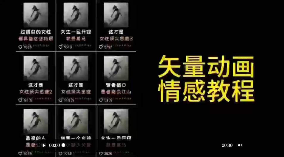 矢量动画情感教程：高点赞涨粉，适合情感、思维、创业教育等赛道-PONCC-Ai时代