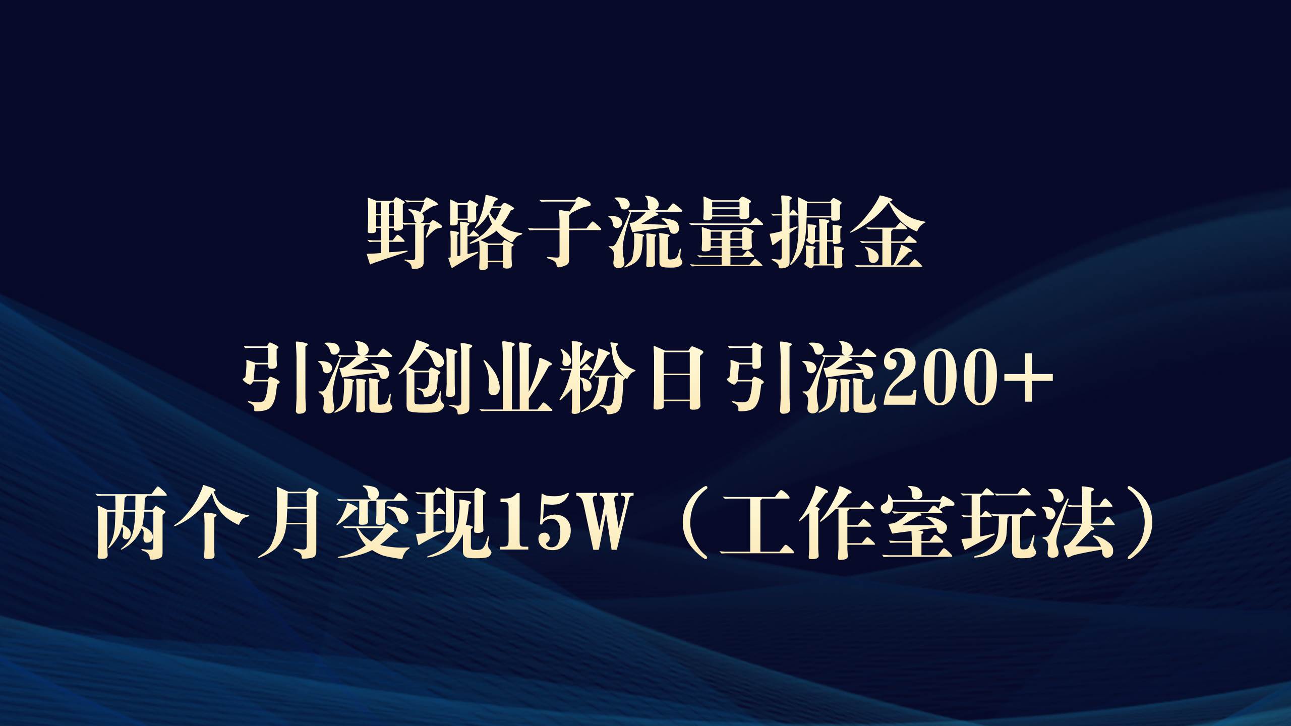 野路子流量掘金，引流创业粉日引流200+，两个月变现15W（工作室玩法））-PONCC-Ai时代