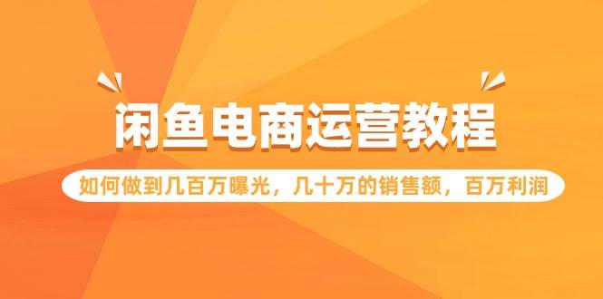 闲鱼电商运营教程：如何做到几百万曝光，几十万的销售额，百万利润-PONCC-Ai时代