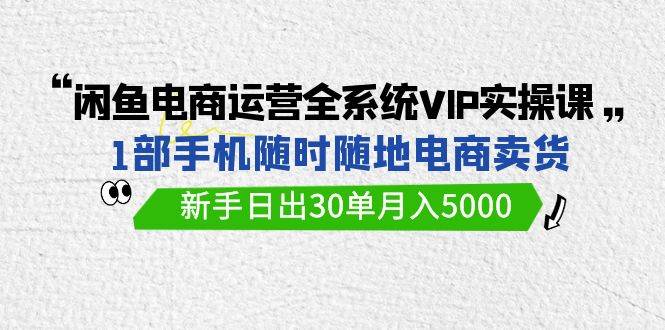 闲鱼电商运营全系统VIP实战课，1部手机随时随地卖货，新手日出30单月入5000-最新项目