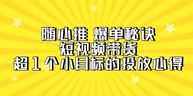 随心推 爆单秘诀，短视频带货-超1个小目标的投放心得（7节视频课）-PONCC-Ai时代