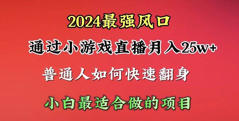 2024年最强风口，通过小游戏直播月入25w+单日收益5000+小白最适合做的项目-PONCC-Ai时代