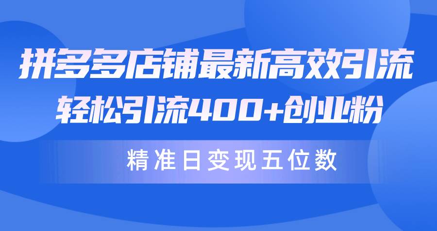 拼多多店铺最新高效引流术，轻松引流400+创业粉，精准日变现五位数！-PONCC-Ai时代