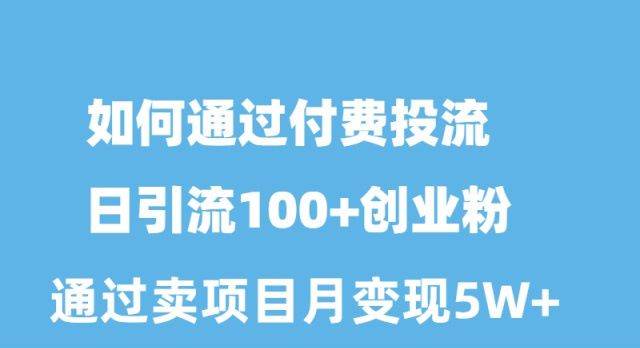 如何通过付费投流日引流100+创业粉月变现5W+-最新项目